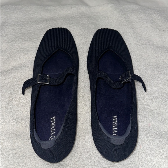VIVAIA navy blue Mary Jane Knit Flats strap size 41 new without box - Picture 8 of 8